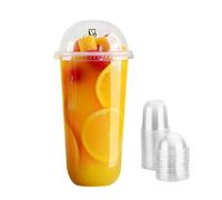 Bubble Crush Plastic Smoothie Cups with Dome Lids 24oz Set of 50 | Strong Clear Disposable Cups for Milkshakes, Smoothies, Iced Coffee, Slushies & Bubble Tea