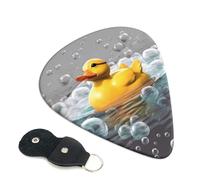 Bubble Duck Guitar Picks 6 Pcs, 0.96mm Thickness Celluloid Plectrum with Leather Picks Holder, Personalized Guitar Pick for Bass Electric Acoustic Guitars Lovers Gift