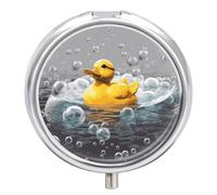 Bubble Duck Pill Box, 3 Compartment Small Pill Case Waterproof Travel Pill Organizer for Pocket Or Purse Portable Mini Medicine Tablet Vitamin Holder Pill Case