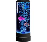 Bubble Fish Lamp - Color Changing Fish Tank Sensory USB & Battery Powered Mood Lamp with Remote Control for Desk Office Home Decor - Black ABS