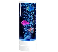 Bubble Fish Lamp Color Changing USB & Battery Powered Fake Tank Creative Sensory with Remote Control Aquarium Mood for Desk Office Home Decor, White,Fish