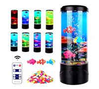 Bubble Fish Lava Lamp 8 Color Changing LED Fish Night Light Aquarium Tank Table Mood Lamps for Adults Kids with Remote Control Home Office Decor Christmas Gifts (Bubble Fish lamp)