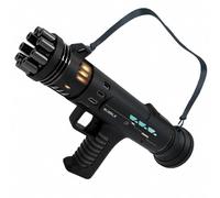 Bubble Gatling Gun, Porous Luminous Rocket Launcher Automatic Bubble Blower Machine Battery Powered for Kids Black