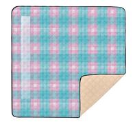 Bubble-Gum Candy Stripe Gingham Cute Foldable Baby Gym & Activity Mat for Floor Cozy Breathable Playroom Activity Mat for Baby Kids Toddlers Infants, 50'' x 50''
