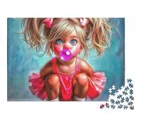 Bubble Gum Girl 1000 Piece Jigsaw Puzzle For Adults Family Challenge Toys Stress Relief Puzzle Cultivate The Spirit of Teamwork for Family Decorations 300pcs (40x28cm)