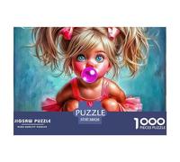 Bubble Gum Girl 1000 Pieces Jigsaw Puzzles For Adults Family Challenge Toys Stress Relieving Entertainment Exercise The Memory of The Brain for Adults And Kids, Age 12 Years Up 38x26cm/1000pcs