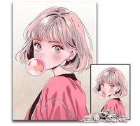 Bubble Gum Slay Anime Girl Puzzles 1000Pieces for Adults Difficult Puzzles for Adults Birthday Gift Idea Challenging Brain Teaser Game 1000 PCS(75x50cm)