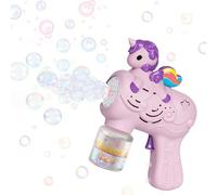 Bubble Gun - Electric Bubble Machine with 4 Batteries, Garden Toys for Boys and Girls, 12 Hole Fully Automatic Unicorn Bubble-Gun with a Bubble Mixture, Bubbles Toy for Kids (Purple)
