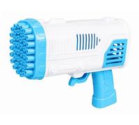 Bubble Gun for Kids Light Up Automatic Bubble Blaster 36 Hole Bubble Machine with 118ml Solution Tray 19cm Battery Powered Outdoor Garden Toy for Boys Girls Age 3+ (Blue)