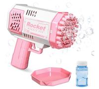 Bubble Gun Machine, Bubble Maker, Bubble Machine with Colorful Light, Bubble Blaster Blowers, Outdoor Garden Party Games Toys, Gift for Boys Girls (Pink)