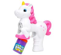 Bubble Gun Unicorn Bubble Blaster Toy, Colourful Automatic Bubble Maker for Kids Age 3+, Outdoor Garden Party Fun, Pink, H22 x D16 x W6 cm