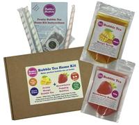 Bubble Heaven Fruity Bubble Tea with Popping Bobas Home Kit 3 to 6 Drinks (Mango & Strawberry)