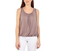 Bubble Hem Vest Women's Vests Sleeveless Bubble Hem Top Ladies Straps Vest Pleated Scoop Neck Elasticated Stretch Hem Summer Jersey Tank Top Loose fit Mocha 8-10