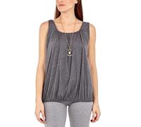 Bubble Hem Vest Women's Vests Sleeveless Bubble Hem Top Ladies Straps Vest Pleated Scoop Neck Elasticated Stretch Hem Summer Jersey Tank Top Loose fit Charcoal 16-18