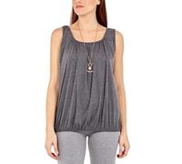 Bubble Hem Vest Women's Vests Sleeveless Bubble Hem Top Ladies Straps Vest Pleated Scoop Neck Elasticated Stretch Hem Summer Jersey Tank Top Loose fit Charcoal 8-10