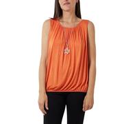 Bubble Hem Vest Women's Vests Sleeveless Bubble Hem Top Ladies Straps Vest Pleated Scoop Neck Elasticated Stretch Hem Summer Jersey Tank Top Loose fit Orange 8-10
