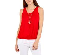 Bubble Hem Vest Women's Vests Sleeveless Bubble Hem Top Ladies Straps Vest Pleated Scoop Neck Elasticated Stretch Hem Summer Jersey Tank Top Loose fit Red 12-14