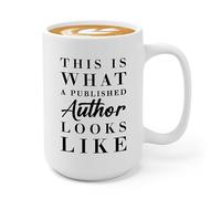 Bubble Hugs 15oz White Modern Ceramic Cylindrical Coffee Mug - Published Author Gift Writer Mug