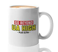 Bubble Hugs Anime Coffee Mug - UA High Go Beyond Plus Ultra - My Hero Academy All Might Quirk Fantasy Heroes Animation Japan 11oz White