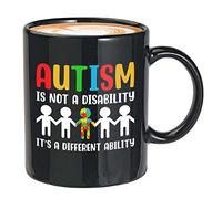 Bubble Hugs Autism Awareness Coffee Mug 11oz Black - Autism is Not A Disability - Advocate Support Acceptance Autistic Neurodiversity Humanity Unity Kindness Empathy