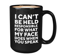 Bubble Hugs Coworker Coffee Mug 15oz Black - What My Face Does When You Speak - Sarcasm Humor Hilarious Office Jokes for Annoying Colleagues Workplace Workmate