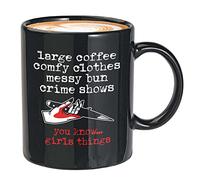 Bubble Hugs Crime Lover Coffee Mug 11oz Black - Large Coffee Comfy Clothes - Caffeine Lover Crime Documentaries Crime Shows Halloween