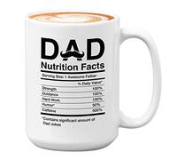 Bubble Hugs Dad Nutrition Facts Mug 15oz White - Dad's Birthday Coffee Mug, Funny Dad Mug - Father's Day Funny Dad Jokes Family Nutritionist