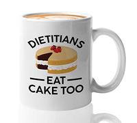 Bubble Hugs Dietitian Coffee Mug 11oz White - Dietitians Eat Cake Too - Registered Dietitian Nutritionist Foodies Dessert Lover Future Dietician Consultant Diet Plan