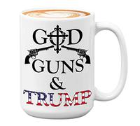 Bubble Hugs Donald Trump God Guns Trump Coffee Mug - American Politic Politician Election USA 2024 Democratic Party White House Presidential Republican 15oz White