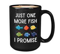 Bubble Hugs Fish Lover Coffee Mug 15oz Black - Just One More Fish I Promise - Fish Lovers Collectors Pet Owner Fishkeepers Funny Aquarium Fish Tank Owner Animal Lover