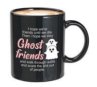 Bubble Hugs Frienship Black Coffee Mug 11oz - I Hope We're Friends Until We Die - Relationship Soul Sister Brotherhood For Best Friend BFF Women Appreciation Birthday