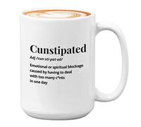Bubble Hugs Funny Coworker Coffee Mug 15oz White - Cunstipated Definition - Funny Coworker Employee Dictionary Work Bestie Sarcasm Office Humor Strong Language Rude