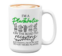 Bubble Hugs Gardener White Coffee Mug 15oz - I'm a Plantaholic on the Road to Recovery - Funny Gardening Garden Plant Lovers Flower Horticulturist for Women Men Mom Dad