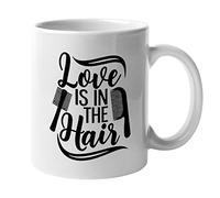 Bubble Hugs Hairstylist Coffee Mug 11Oz White - Love is in the Hair - for Hairdresser Hairdryer Beauty Job Salon Haircut Barber Cosmetologist