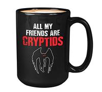 Bubble Hugs Hunter Documentaris Mug Black 15oz - All My Friends Are Cryptids - Horror Hunter Documentaries Hunting Activities Podcast Series Shows
