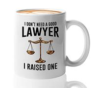 Bubble Hugs Lawyer Coffee Mug 11oz White - I Don't Need A Good Lawyer I Raised One - Graduation Court Law Firm Judge Case Attorney Son Daughter Legal Practitioner for Dad Mom Parents