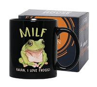 Bubble Hugs MILF: Man, I Love Frogs, Love Card Mug 11 oz, Funny Meme Hilarious Meme Pun Valentine Gift for Wife Husband Girlfriend Boyfriend Adult, Black