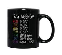 Bubble Hugs Pride Month Coffee Mug - Gay Agenda - Weekly Planner Rainbow Queer LGBTQ Lesbian Gay Pride LGBT Ally Support 11oz Black
