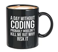 Bubble Hugs Programmer Coffee Mug 11oz Black - A day without coding - Computer Science Tech Web Developer IT Database Programming Deging Coding Software