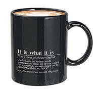 Bubble Hugs Sarcasm Coffee Cup Mug 11oz Black - It Is What It Is Definition - Sarcastic Noun Jokes Funny Coworker Humor Employee Workplace Corporate Email Lingo