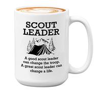 Bubble Hugs Scout Mug White 15oz - Scout Leader A Good Scout Leader Can Change The Troop - Scout Explorer Adventurer Camping Camper Mountain Hiking
