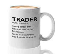 Bubble Hugs Stock Market Coffee Mug - Trader Definition Crazy Person - Day Trader Brokers Financial Adviser Investor Office Saving Investing Trading Planner 11oz White