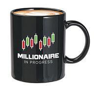 Bubble Hugs Stock Trader Coffee Mug 11oz Black - Millionaire in Progress - Trading Inspirational Day Trader Stock Market Brokers Market Digital Currency