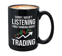 Bubble Hugs Stock Trader Coffee Mug 15 oz, Sorry I Wasnt Listening Investment Stock Market Funny Gift for Traders Trading Investor Brokers Financial, Black
