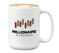 Bubble Hugs Stock Trader Coffee Mug 15oz White - Millionaire in Progress - Trading Inspirational Day Trader Stock Market Brokers Market Digital Currency…