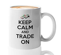Bubble Hugs Stock Trader Coffee Mug - Keep Calm And Trade On - Investment Stock Market Traders Brokers Financial Adviser 11oz White