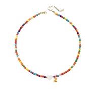 Bubble Initial Letter Necklace for Women Gold Plated A-Z Initial Necklaces Boho Seed Beads Beaded Necklace Choker Heart Cute Necklaces Trendy Jewelry, Middle, Stainless Steel, No Gemstone