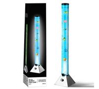 Bubble Led Fish Lamp With Floating Artificial Fishes 90Cm Colour Changing Sensory Night Lights Silver Base