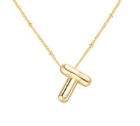 Bubble Letter Necklace Balloon Initial Necklaces for Women Girls Dainty Alphabet Pendant 14K Gold Plated Puffy Name Personalized Jewelry Gift (T2, Gold)