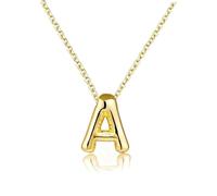 Bubble Letter Necklace Gold Initial Necklaces for Women Trendy Chunky Charm Pendant Necklaces Gold Jewelry Birthday Gifts for Women Teen Her Mom Grandma Wife Sister A, Large, Gold Plated, No Gemstone